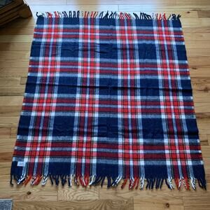 Faribo GlenGary Fluff-Loomed 100% Acrylic Blanket Red Blue 50x60